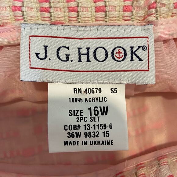 J.G. Hook Pink Textured Patterned Skirt Suit NWT - Women's Size 16W - Picture 6 of 9